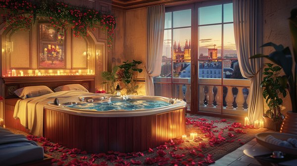 Escapade romantique : chambre avec jacuzzi privatif Lyon